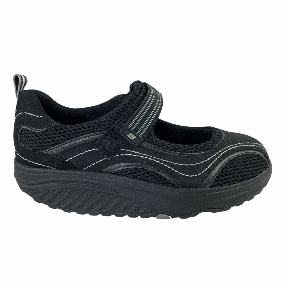 Skechers Shape Ups Black Mary Jane Walking Exercise Sneakers 8.5.